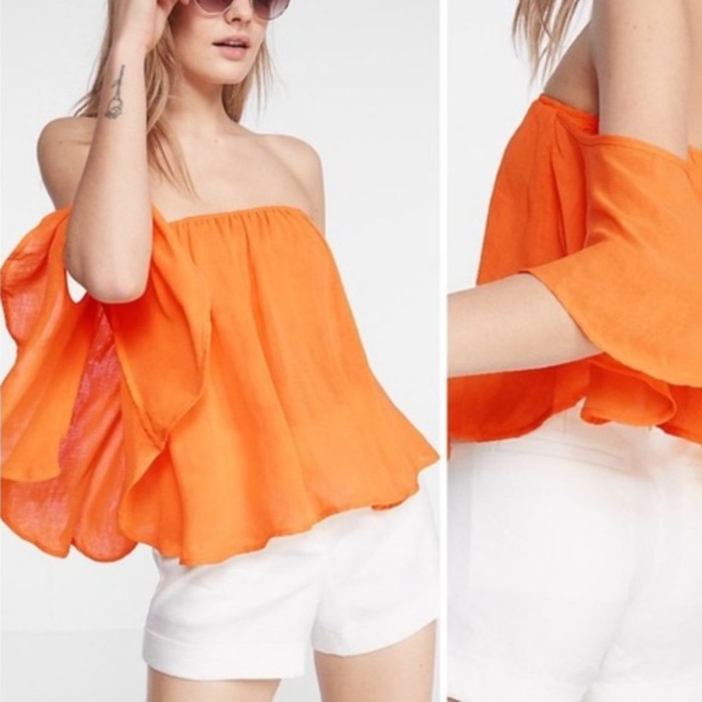 Express Off The Shoulder chiffon Flowy Top
